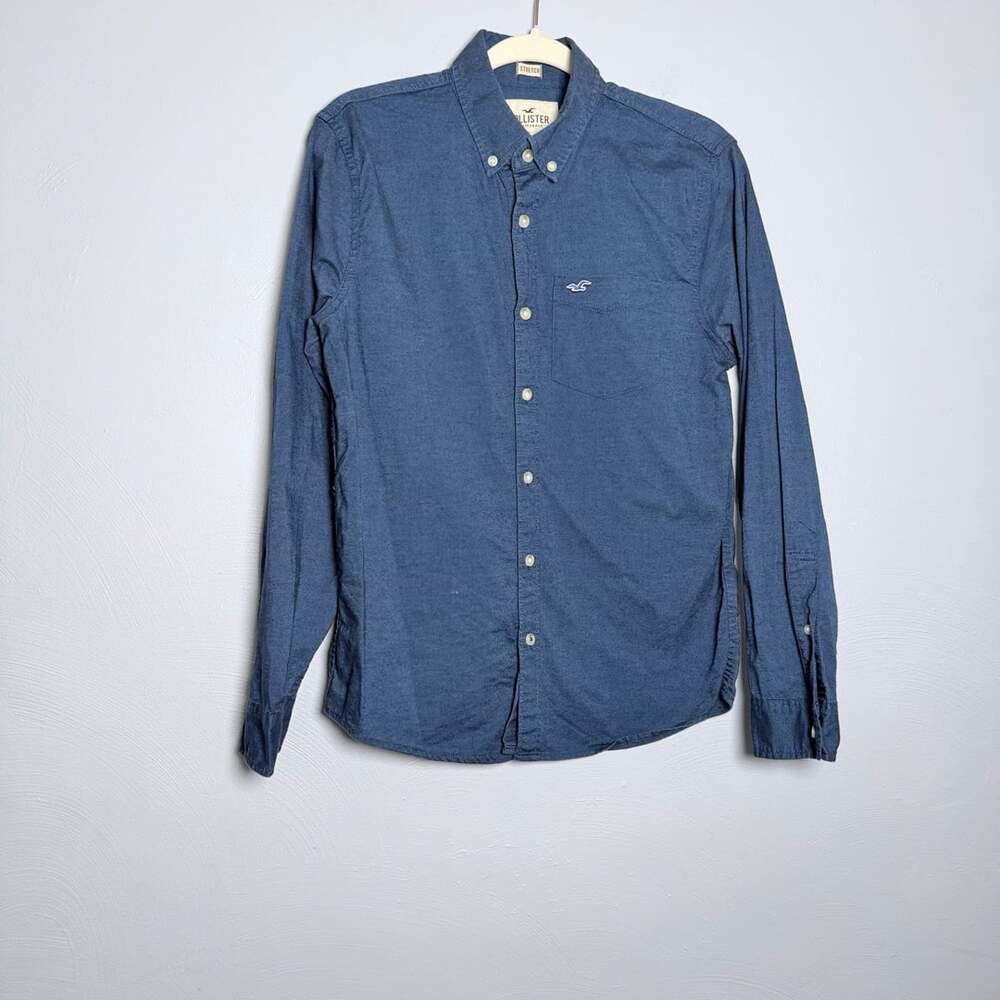 Hollister Long Sleeve Button Down Shirt Size S Blue Stretch